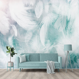 Tapet Feathers On Turquoise Wall