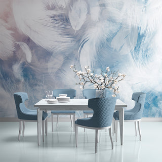 Tapet Feathers On Blue Wall