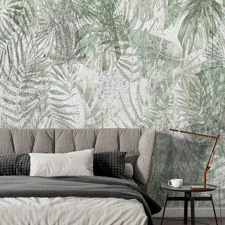 Tapet Clustered Green Leaves