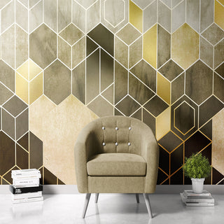 Tapet Geometric With Gold