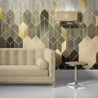Tapet Geometric With Gold